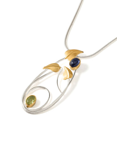 Mackintosh Willowwood Silver, Iolite and Peridot Pendant Necklace