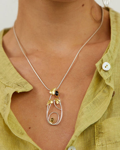 Mackintosh Willowwood Silver, Iolite and Peridot Pendant Necklace