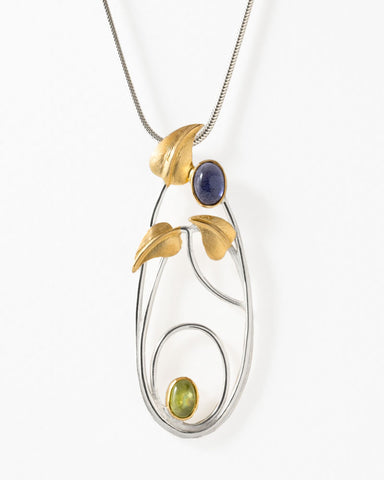 Mackintosh Willowwood Silver, Iolite and Peridot Pendant Necklace