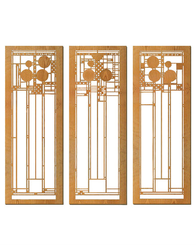 Frank Lloyd Wright Playhouse Wood Art Screen Wall Panel Triptych