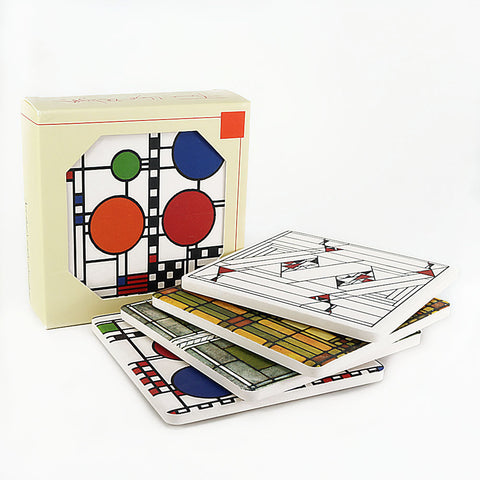 Frank Lloyd Wright Designs for Glass Coasters Gift Set 1