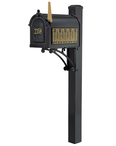 Frank Lloyd Wright Tree Of Life Custom Front Numbered Mailbox - Black / Gold