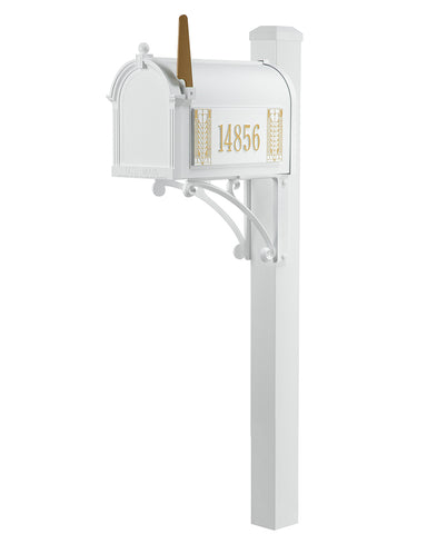 Frank Lloyd Wright Tree Of Life Custom Side Numbered Mailbox - White / Gold