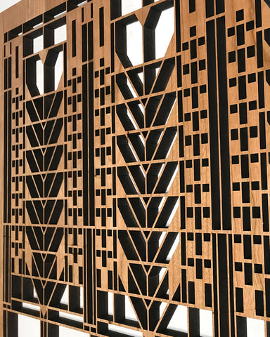 Frank Lloyd Wright Triple Tree of Life Wood Art Screen Wall Panel