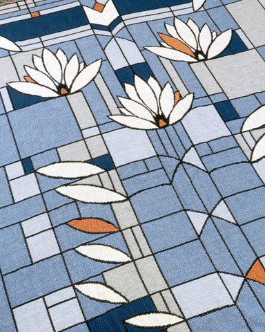 Frank Lloyd Wright Waterlilies Tapestry Throw Blue