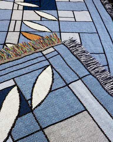 Frank Lloyd Wright Waterlilies Tapestry Throw Blue