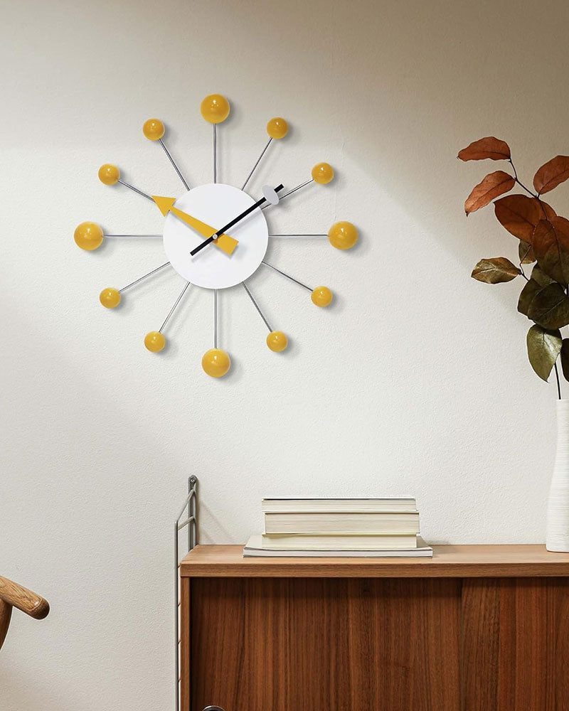 Orb Spoke Mid-Century Modern Wall Clock - Saffron | ArchitectGiftsPlus