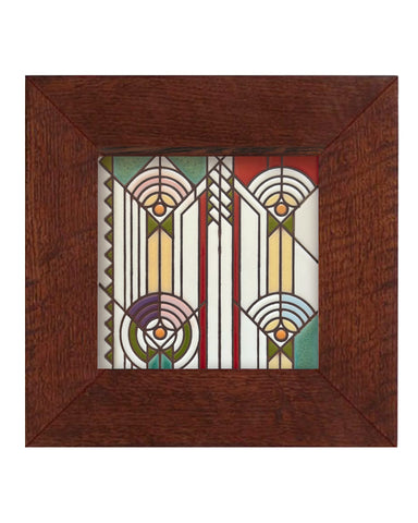 Carly Quinn Frank Lloyd Wright April Showers Oak Framed Ceramic Tile