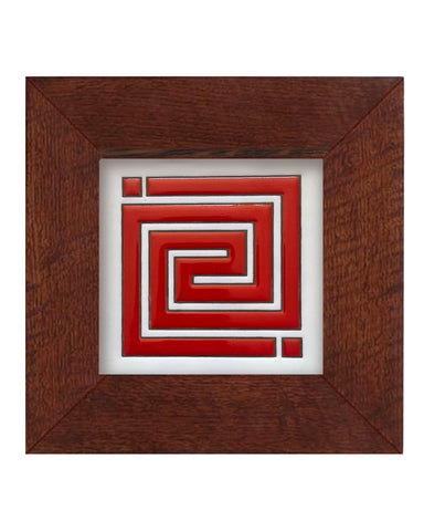 Carly Quinn Frank Lloyd Wright Whirling Arrow Oak Framed Ceramic Tile