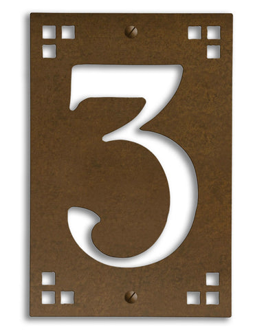 Framed Solid Brass Prairie House Numbers