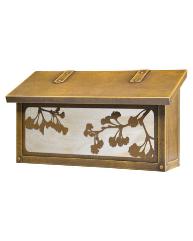 Ginkgo Tree Brass Horizontal Wall Mount Mailbox