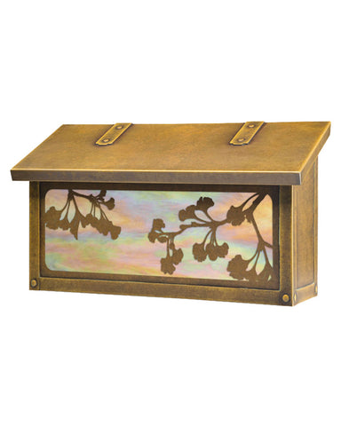 Ginkgo Tree Brass Horizontal Wall Mount Mailbox