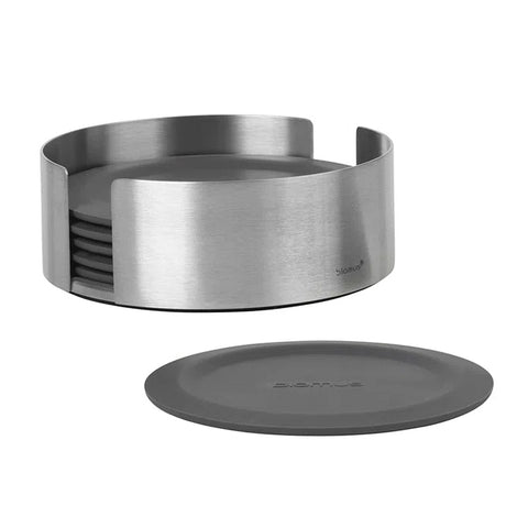Blomus Lareto Coasters with Stainless Steel Holder Magnet Charcoal