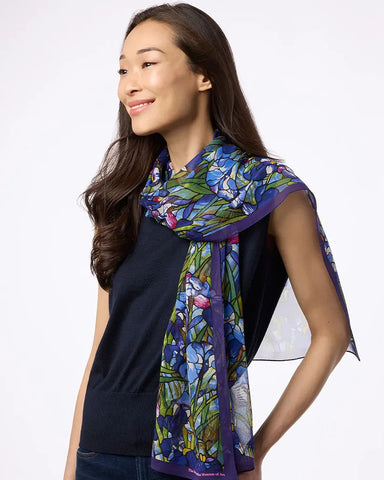 Met Museum Louis C. Tiffany Iris Crepe de Chine Silk Scarf