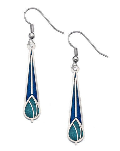 Charles Rennie Mackintosh Stem Rose Bud Earrings - Blue