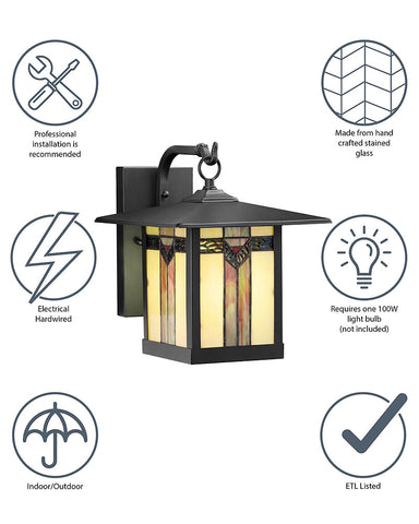 Mission Craftsman Stained Glass Wall Sconce Louis specs