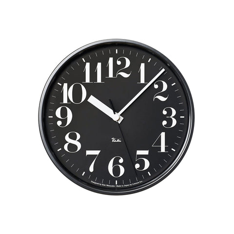 Lemnos Riki Steel Numbers Clock Black