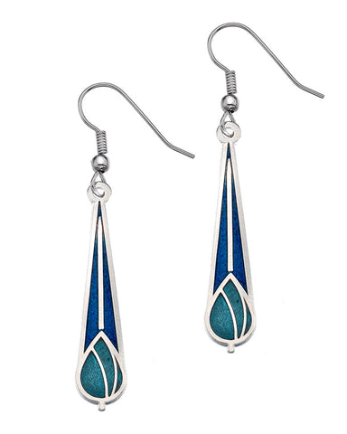 Charles Rennie Mackintosh Stem Rose Bud Earrings - Blue