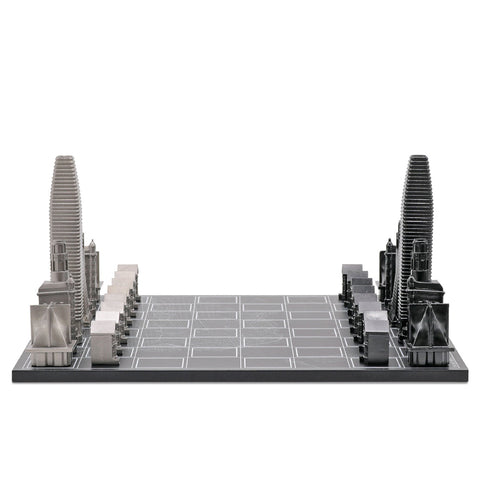 San Francisco Skyline Chess Set - Stainless Steel/Wood Map Board