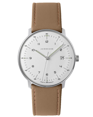 Junghans Max Bill Quartz Watch 041/4562.04 White/Tan Leather