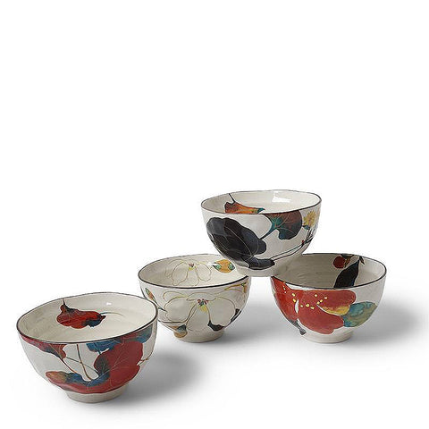 Floral Fall Rice Bowl Set of 4
