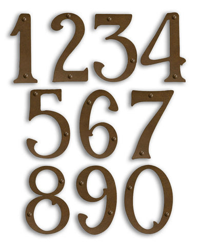 Pasadena Solid Brass House Numbers - 5" Warm Brass Floating