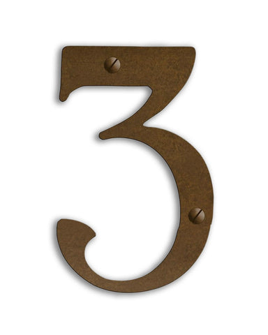Pasadena Solid Brass House Numbers - 5" Warm Brass Floating Single
