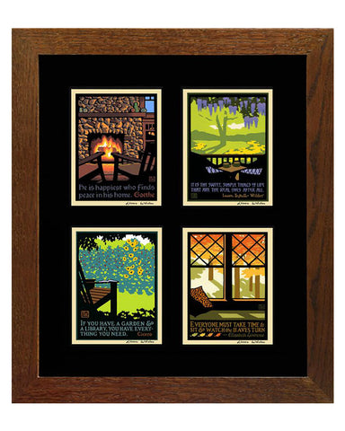 Laura Wilder American Bungalow Four Seasons Framed Matted Giclée Prints - Square