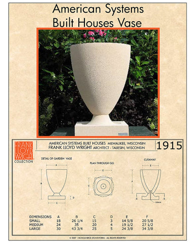 Frank LLoyd Wright Large American Systems Built Houses Vase