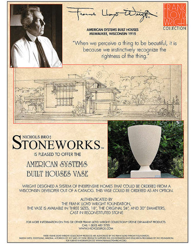 Frank LLoyd Wright Medium American Systems Built Houses Vase
