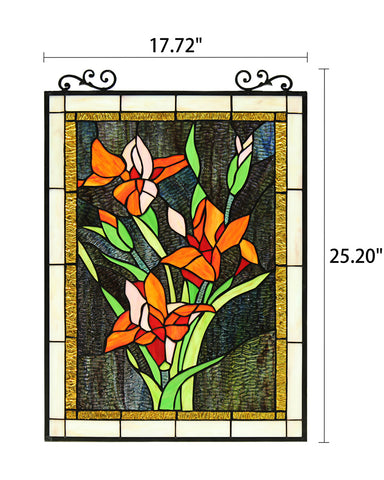 Arts and Crafts Lilies Stained Glass Panel Measurements