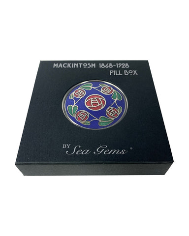 Charles Rennie Mackintosh Roses Pill Box Blue with gift box