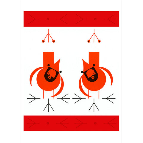 Charley Harper Cool Cardinals Holiday Card Assortment -  Coniferous Cardinal