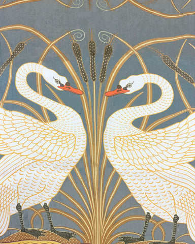 Walter Crane Swans Silk Chiffon Scarf closeup