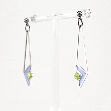 Frank Lloyd Wright Art Glass Blue Enamel Earrings