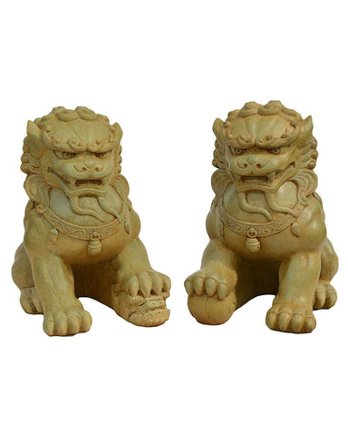 Fu Dog Pair in Cast Stone Weathered Bronze