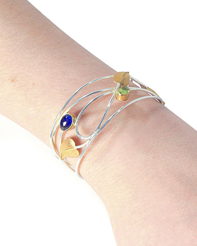 Mackintosh Willowwood Silver, Iolite and Peridot Cuff Bracelet