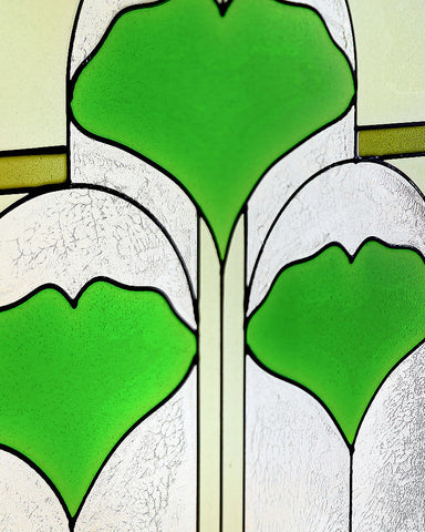 Arts and Crafts 42" Ginkgo Stained Glass Panel