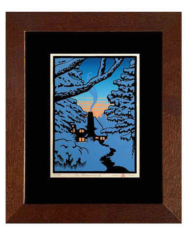 Laura Wilder Gloaming II Limited Edition Framed Matted Block Print Black