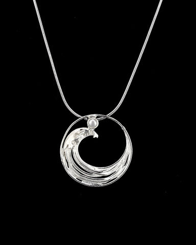 Hokusai Silver and Pearl Pendant Necklace