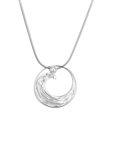 Hokusai Silver and Pearl Pendant Necklace
