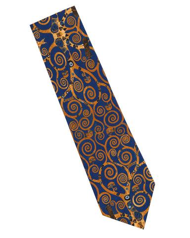Gustav Klimt Tree of Life Silk Tie - Blue
