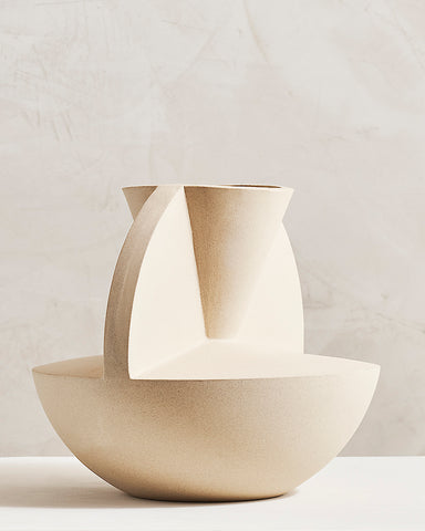 Light + Ladder VASO Ceramic Vase - Sand angle