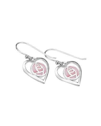 Charles Rennie Mackintosh Heart and Rose Silver Earrings