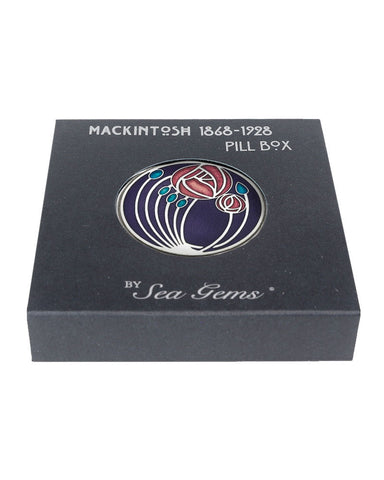 Charles Rennie Mackintosh Rose and Buds Pill Box (Purple) Gift Boxed