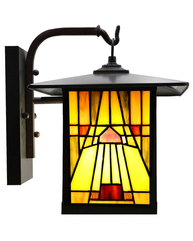 Mission Craftsman Stained Glass Wall Sconce Amber Side
