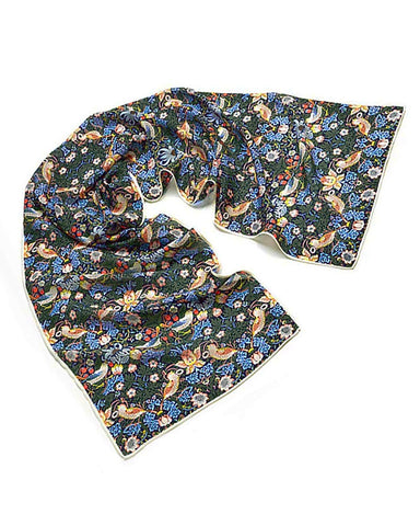 William Morris Strawberry Thief Crepe de Chine Silk Scarf