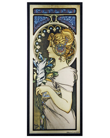 Alphonse Mucha Set of Three Art Glass Panels