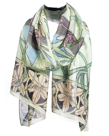 Mucha Lily Chiffon Scarf