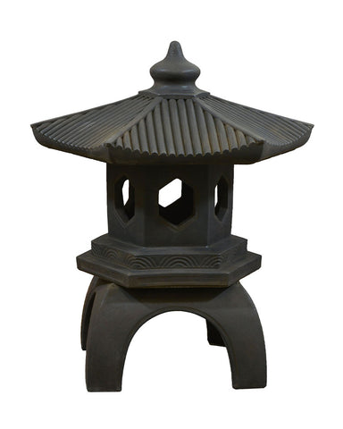 Pagoda Lantern in Cast Stone Dark Walnut